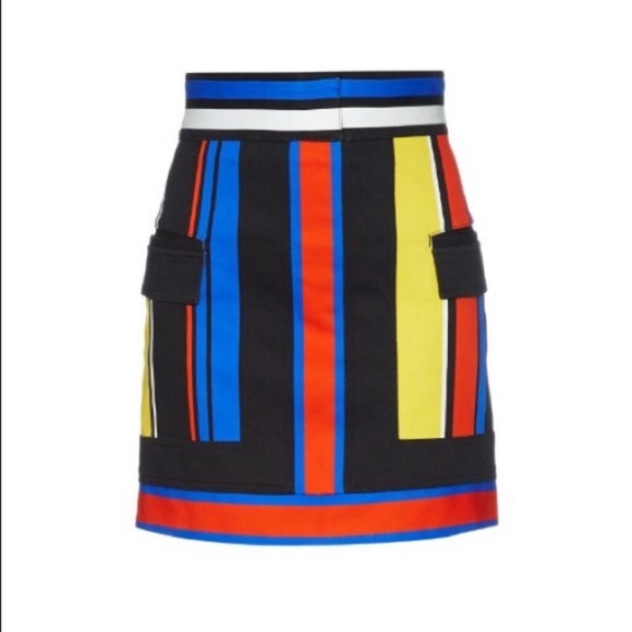 Authentic Balmain Multicoloured Stripe Denim Mini Skirt - Picture 1 of 10